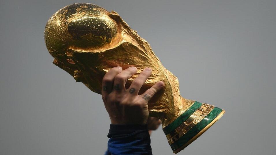 The World Cup held aloft after the 2018 final in Russia